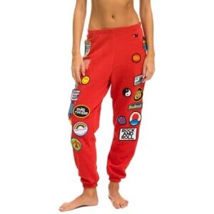 RARE Aviator‎ Nation Vintage Patch Sweatpants Red Small
